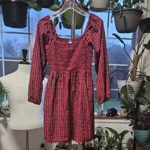 Old Navy Red and Black Plaid Dress Size Extra Small